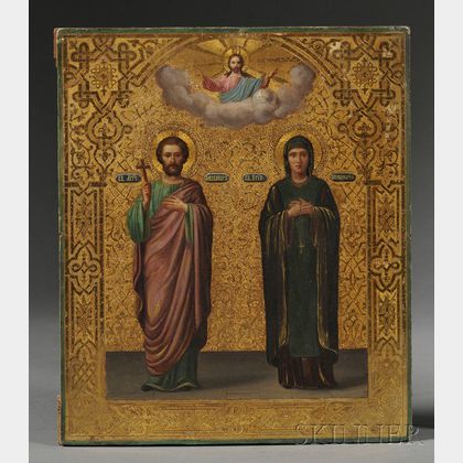 Russian Icon Depicting Two Patron Saints