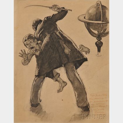 Norman Rockwell (American, 1894-1978) Study for Tom Sawyer (Schoolmaster Flogging Tom Sawyer)