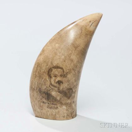 Scrimshaw Whale's Tooth with Image of Napoleon III