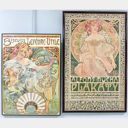 Four Framed Reproduction Art Nouveau Posters