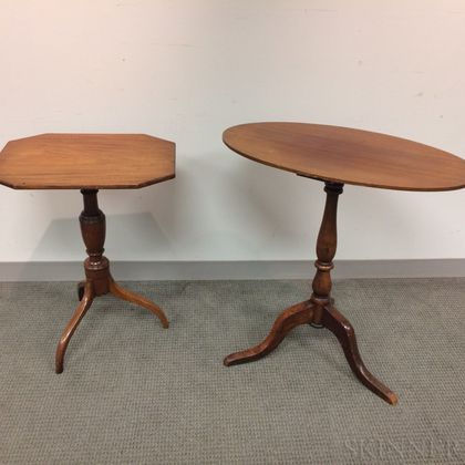 Two Country Mahogany Candlestands