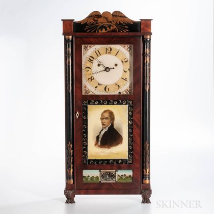 Silas Hoadley "Time is Money" Stenciled Shelf Clock