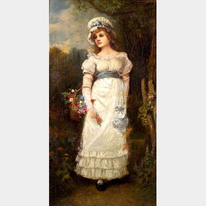 Attributed to James George McLellan Arnott (British, 19th Century) Girl in White with Flowers