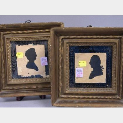 Pair of Giltwood Framed Silhouettes Depicting George and Martha Washington
