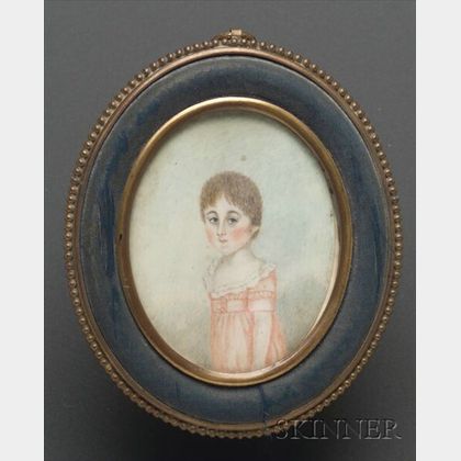 Portrait Miniature of a Child in Pink Dress