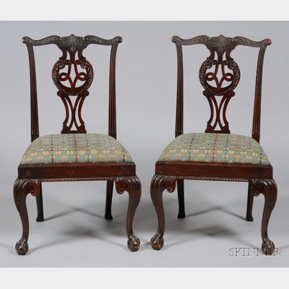 Set of Six Georgian-style Carved Mahogany Side Chairs