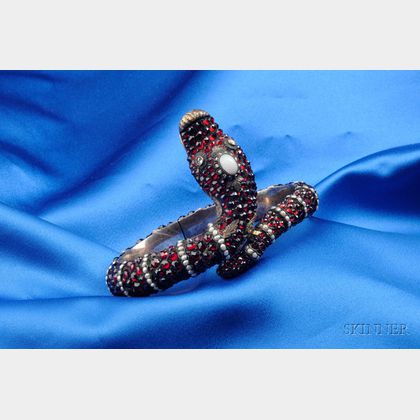 Antique Garnet Snake Bracelet