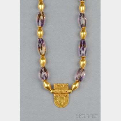 18kt Gold and Ametrine Bead Necklace