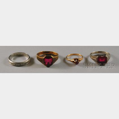 Four Assorted Mostly Paste and Gem-set Rings