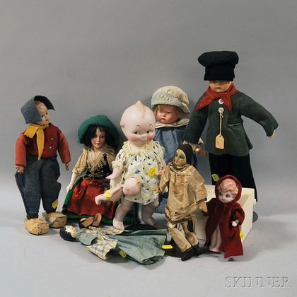 Group of Assorted Vintage Bisque and Composition Dolls