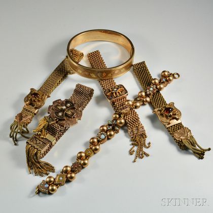 Group of Low-karat Gold and Gold-filled Victorian Jewelry