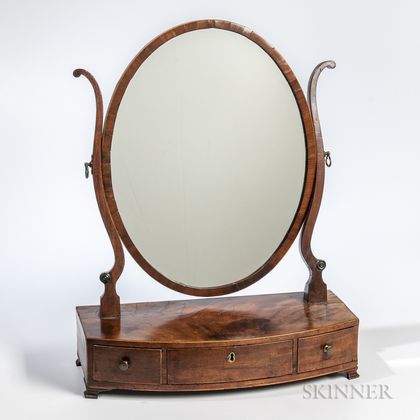 George III Inlaid Mahogany Bow-front Dressing Mirror