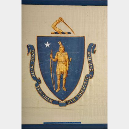 Painted Silk Banner Depicting the Great Seal of the Commonwealth of Massachusetts