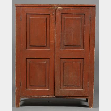 Red Painted Pine Cabinet