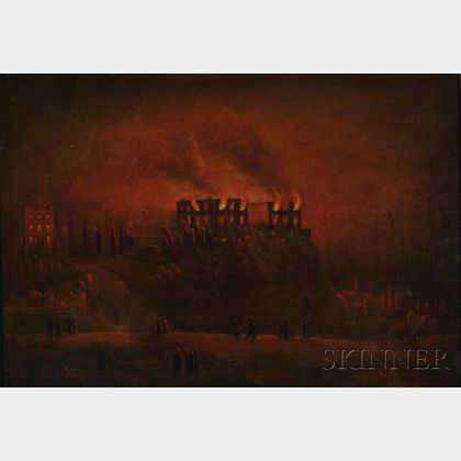 British School, 19th Century The Burning of Nottingham Castle