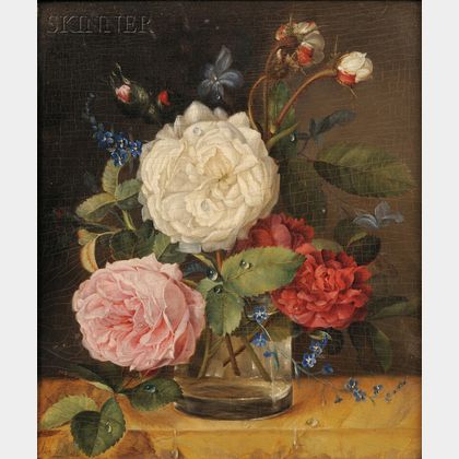 Dutch School, 19th Century Still Life with Peonies, Roses, and Forget-me-nots