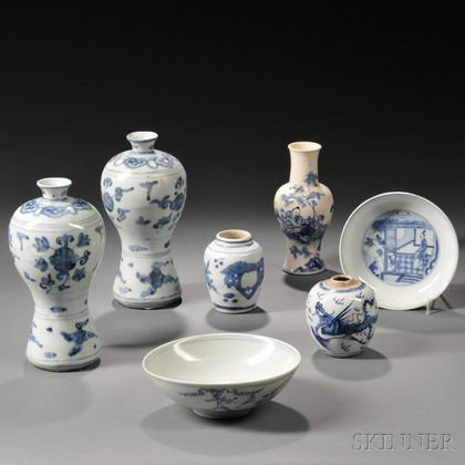 Group of Blue and White Porcelain Items