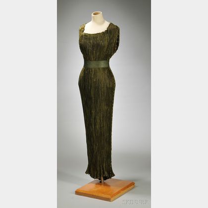 Mariano Fortuny Silk Pleated "Delphos" Gown with Venetian Glass Beadwork
