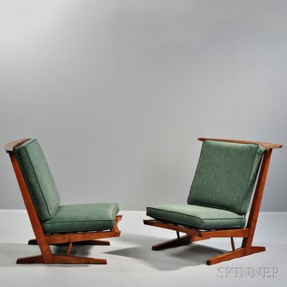 Two George Nakashima (1905-1990) Conoid Lounge Chairs 