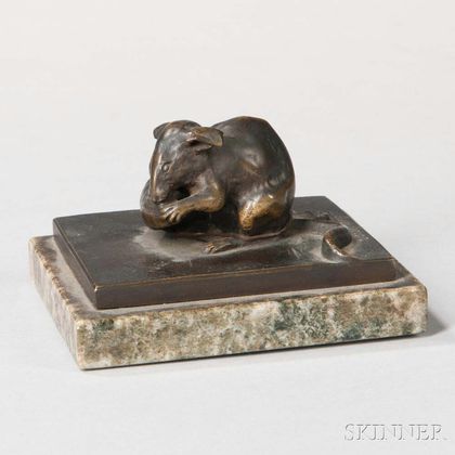 After Ludwig Vordermayer (act. Germany, 1868-1933) Bronze Figure of a Mouse Eating a Carrot