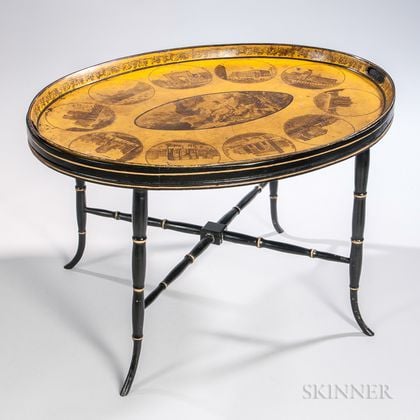 Grand Tour Toleware Tray on Stand