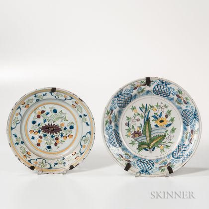 Two Polychrome Delft Chargers