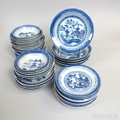 Thirty-six Canton Porcelain Dishes