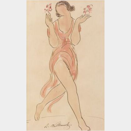 Abraham Walkowitz (American, 1878-1965) Isadora Duncan Figural Sketch