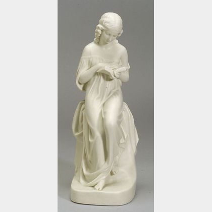 Copeland Parian Figure of a Girl Reading