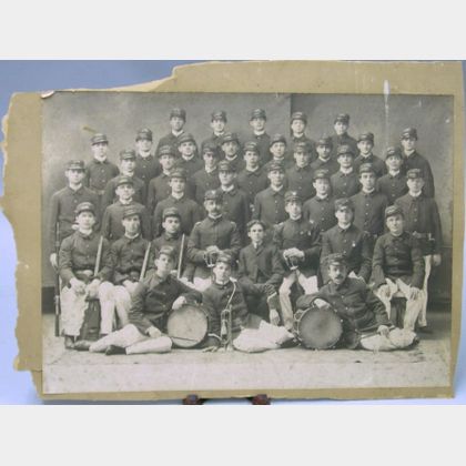 Late 19th Century Albumen U.S. Military Group Portrait Photograph. 