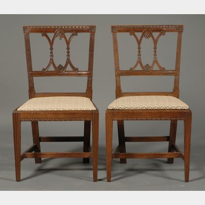 Pair of Italian Neoclassical Walnut Side Chairs