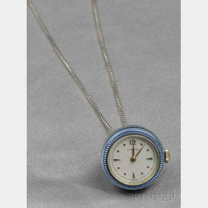Sterling Silver and Enamel Pendant Watch