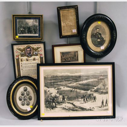 Seven Framed Civil War-related Items