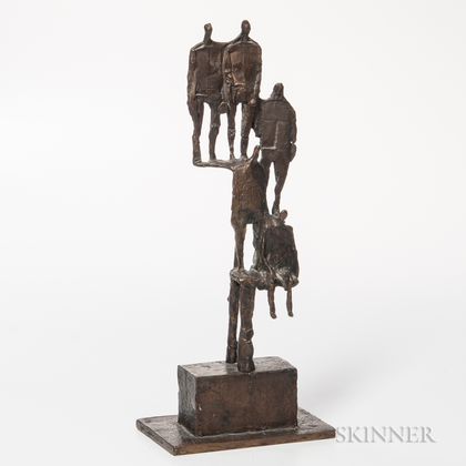 Franz Fischer (1900-1980) Abstract Bronze Sculpture 