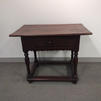 Jacobean-style Walnut and Pine One-drawer Tavern Table