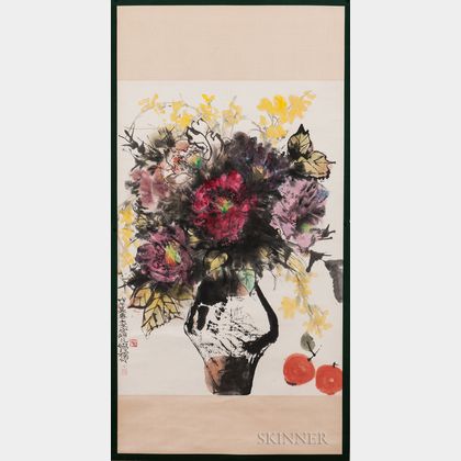 Hanging Scroll Depicting Flowers in a Vase