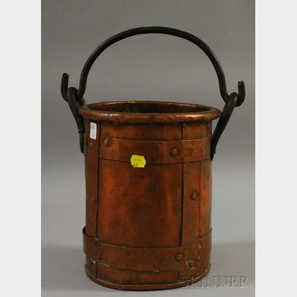 Wrought Iron Swing-handled Copper Carrier with Strapping