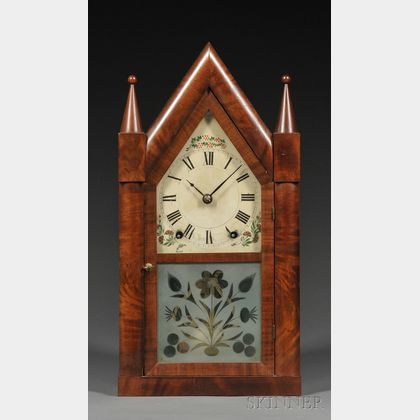 E. C. Brewster & Company Mahogany "Sharp Gothic" Shelf Clock