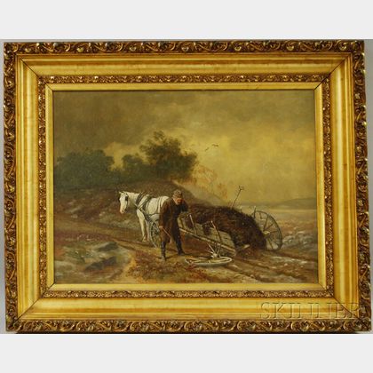 Albert Borris (American, Late 19th Century) The Broken Hay Wagon
