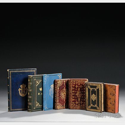 Portuguese Fine Bindings, Seven Volumes, Including One Manuscript, 18th and 19th Century.