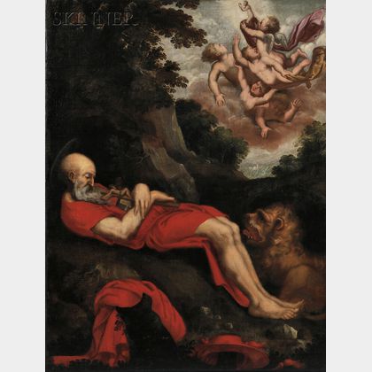 School of Abraham Bloemaert (Dutch, b. 1564-1651) Death of Saint Jerome