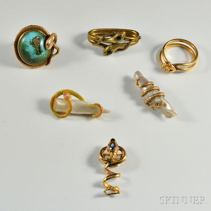 Five Pieces of Snake Jewelry