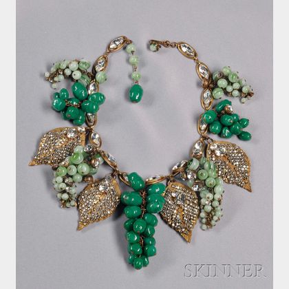 Impressive Vintage Grape Cluster Festoon Necklace, Miriam Haskell