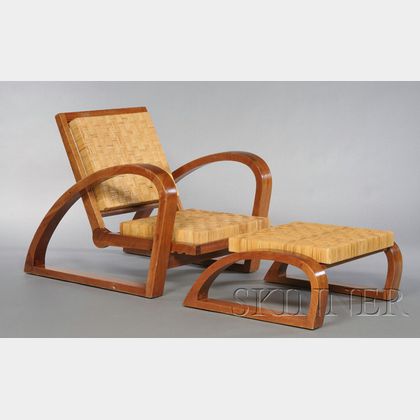 Francis Jourdain (1876-1958) Attributed Lounge Chair and Ottoman
