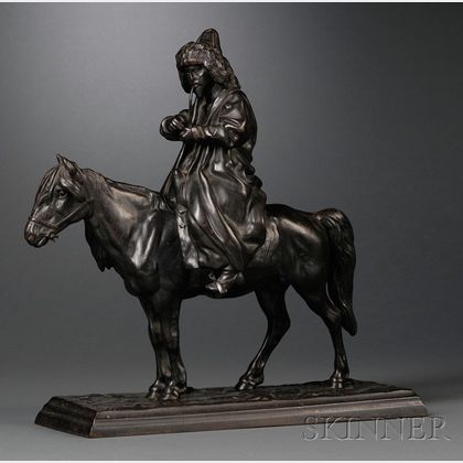 A. Oder (Russian, active late 19th century),Russian Iron Figure of a Cossack on Horseback, Lighting Up