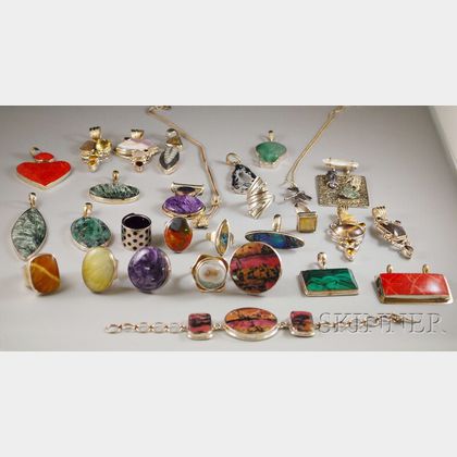 Group of Sterling Silver and Hardstone Jewelry