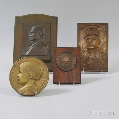 Four Bronze Portrait Plaques