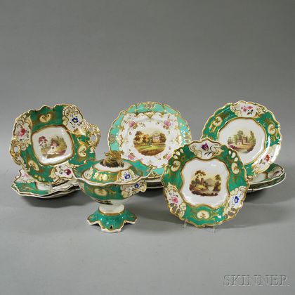 Eleven Pieces of Hand-painted French Porcelain