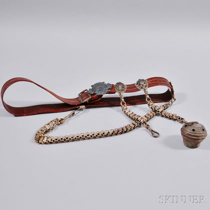 Fraternal Military-style Belt and a Small Metal Music Maker Toy