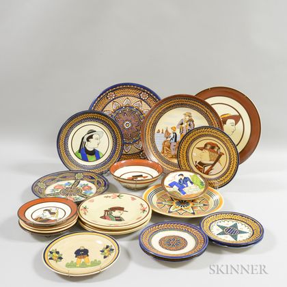 Twenty-six Pieces of Mostly HB Quimper Pottery